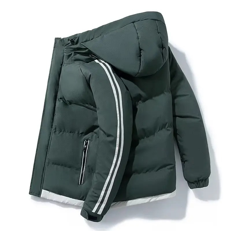 Men's puffer jacket with stripes and zip pockets