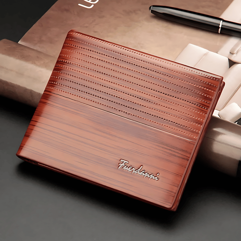 Elegant wooden wallet with groove detail