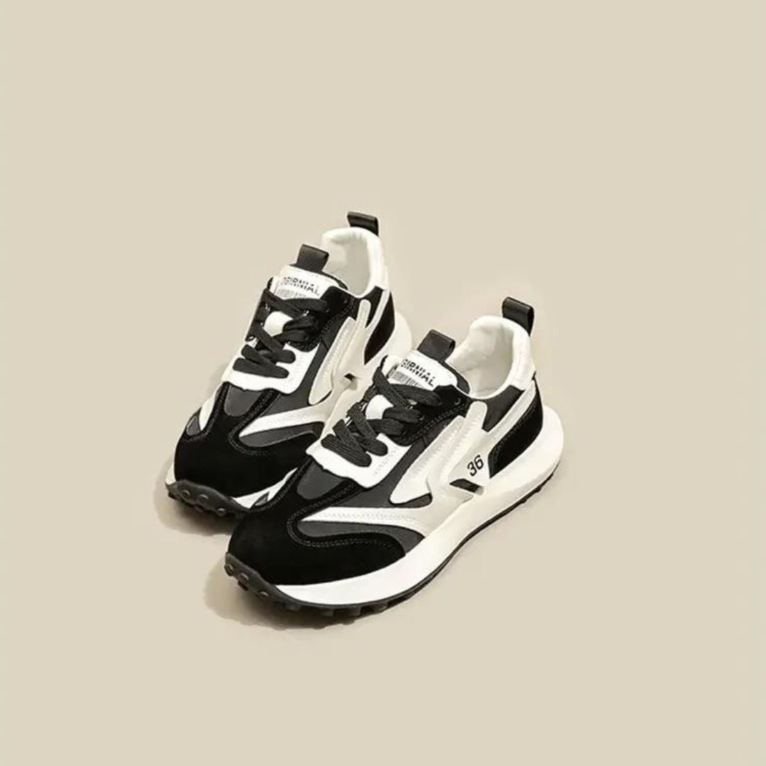 Fashionable chunky trainers with contrasting textures