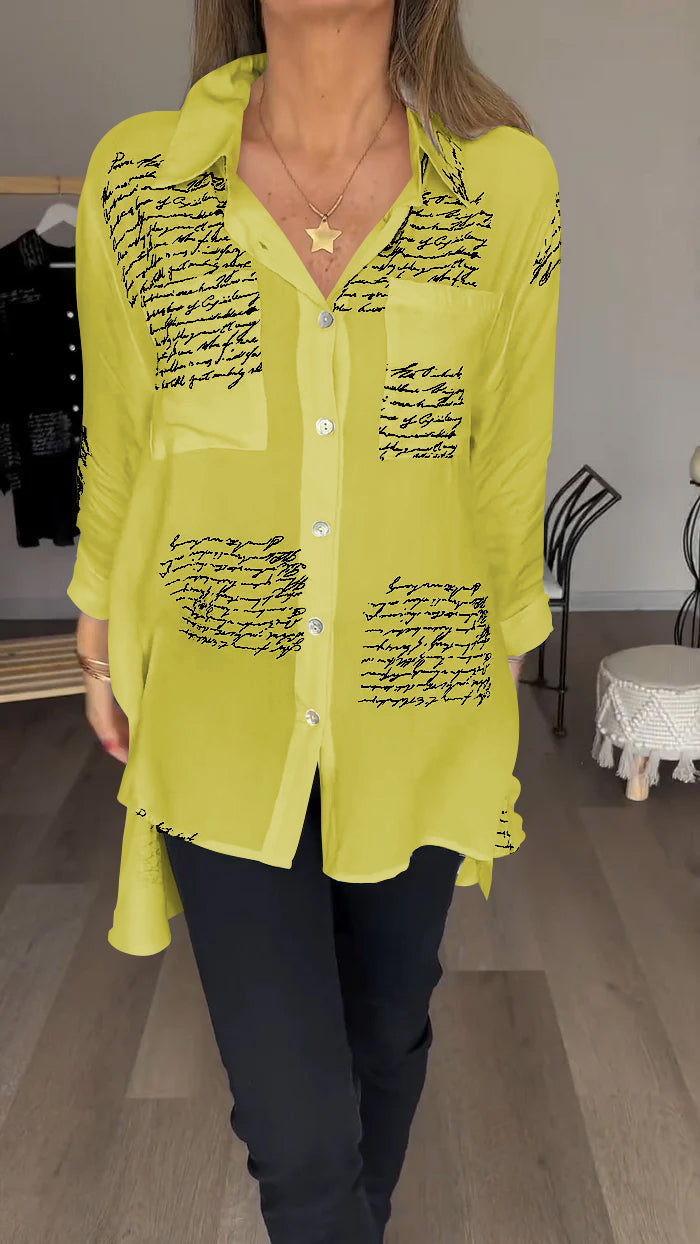 Lapel shirt with letter print