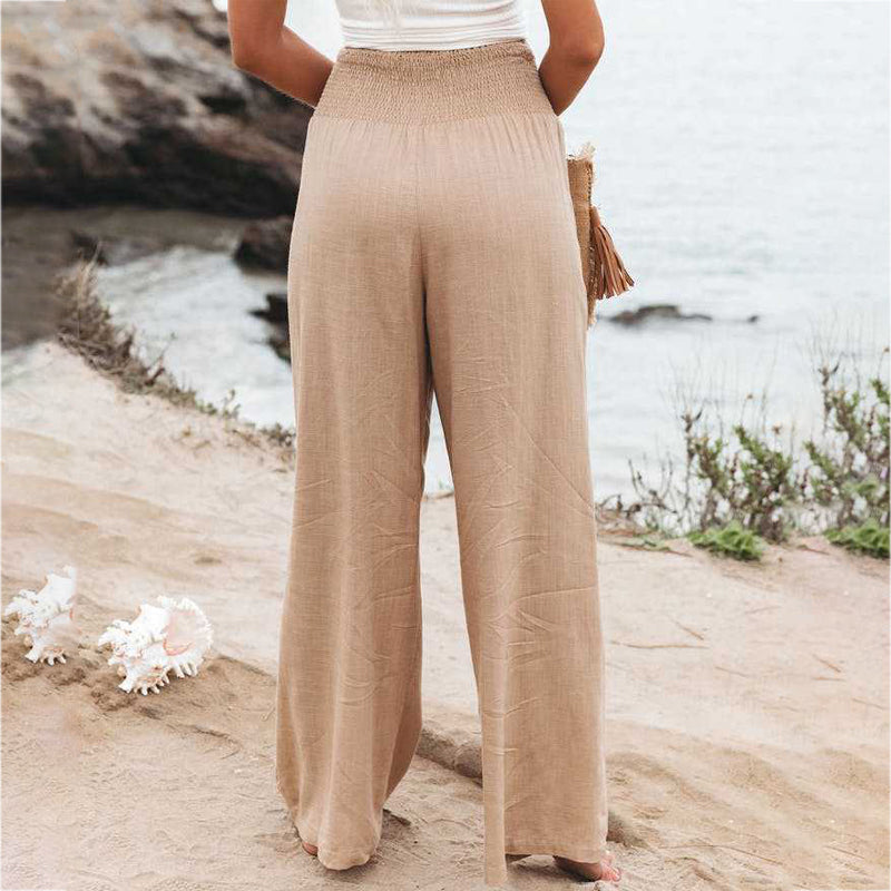 Loose cotton linen trousers