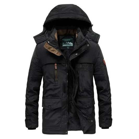 Windproof parka jacket with adjustable hood