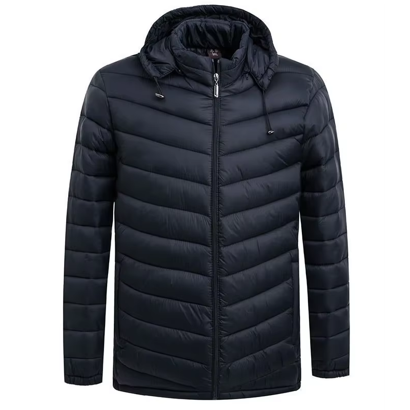 Men's weatherproof puffer jacket with hood and zip