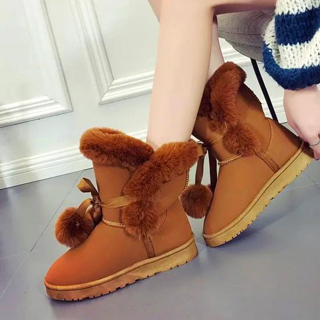 Women - Winter Boots - Elegant Pompon Design - Warm & Stylish Cold Weather Footwear