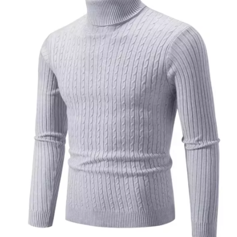 Stylish turtleneck jumper with cable knit pattern