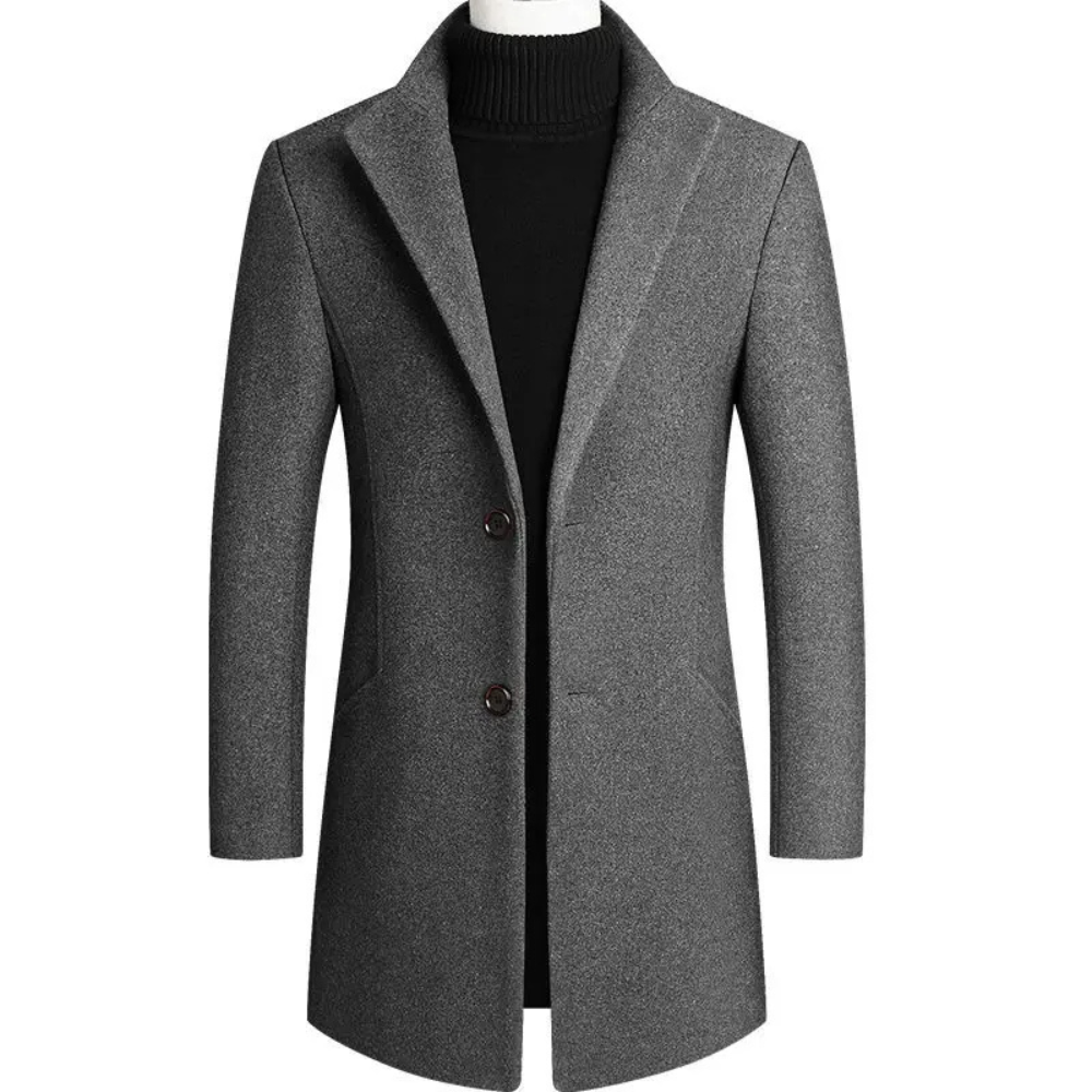 Modern stand-up collar coat with slim fit