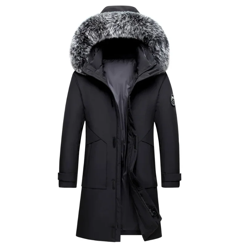 Men's Parka Winter Jacket With Detachable Faux Fur Collar, Windproof