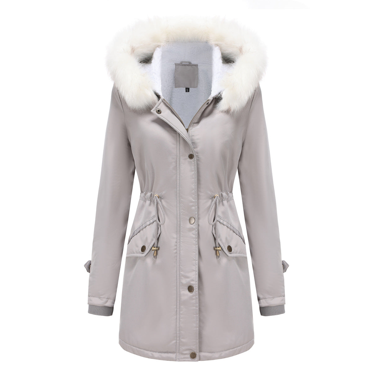 Women - Winter Parka Coat - Detachable Fur Collar - Stylish Warm Outerwear for Cold Weather