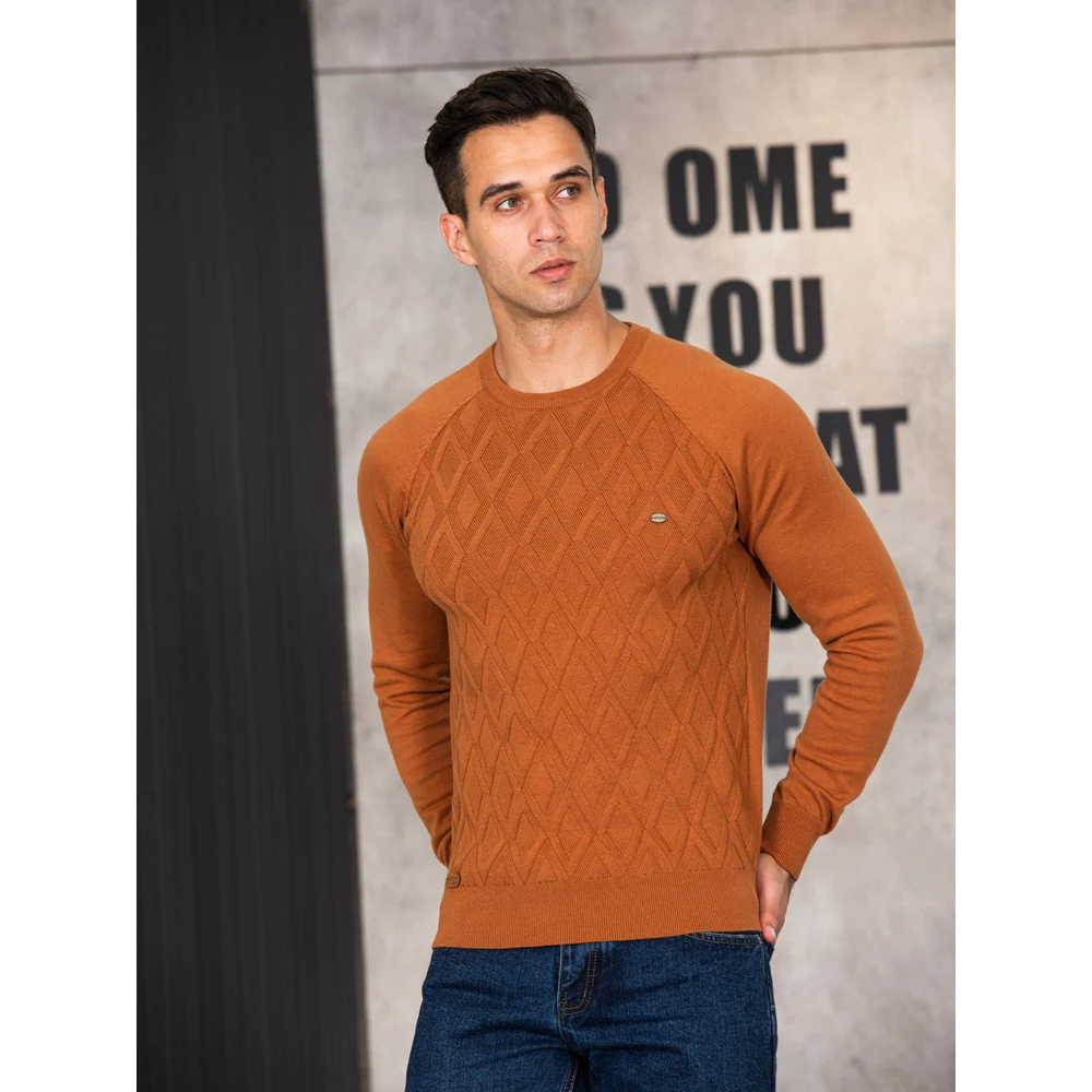 Structured round neck men's jumper for an elegant appearance