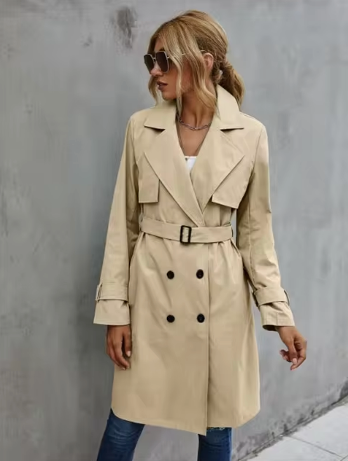 Casual trench coat with long sleeves