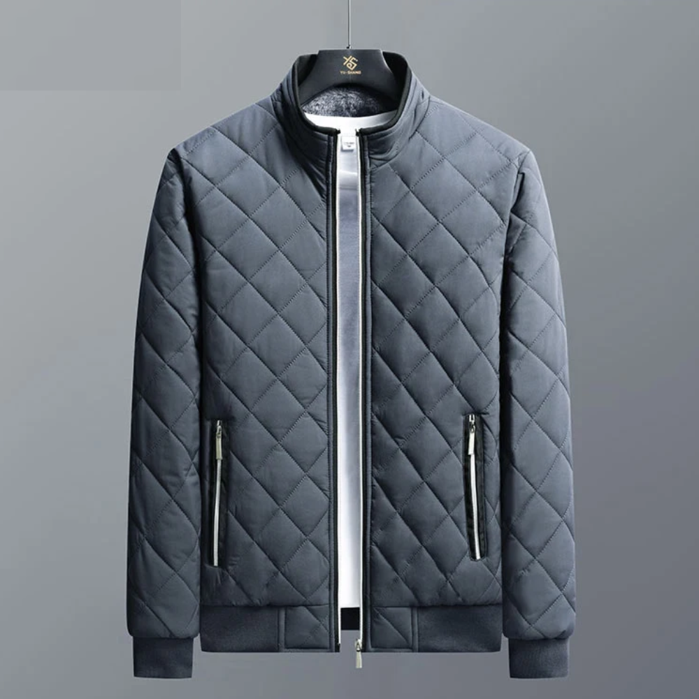 Men's quilted transition jacket with fleece lining