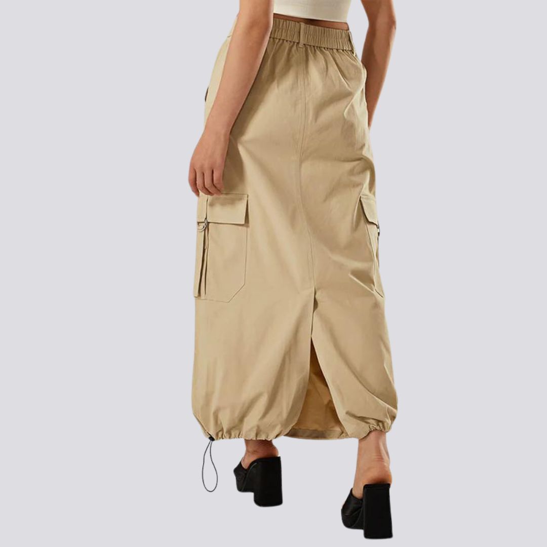 Casual cargo skirt with drawstring and flap pockets