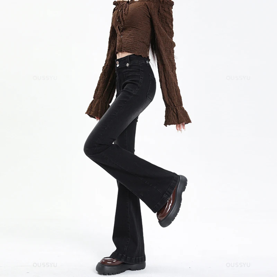 Casual Women's Flared Trousers with Slim Fit Design