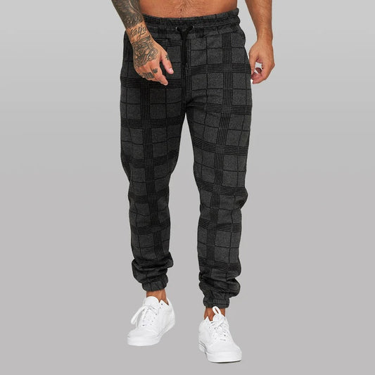 Men's Checkered Striped Drawstring Trousers