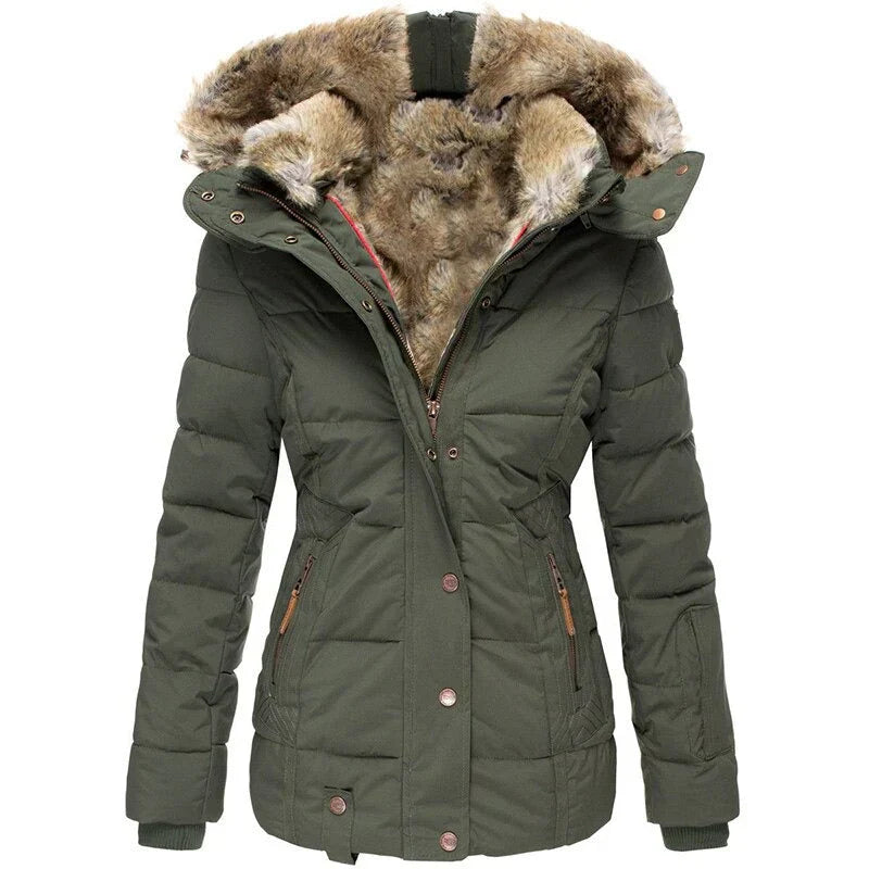 Fashionable winter coat with fur lining for women