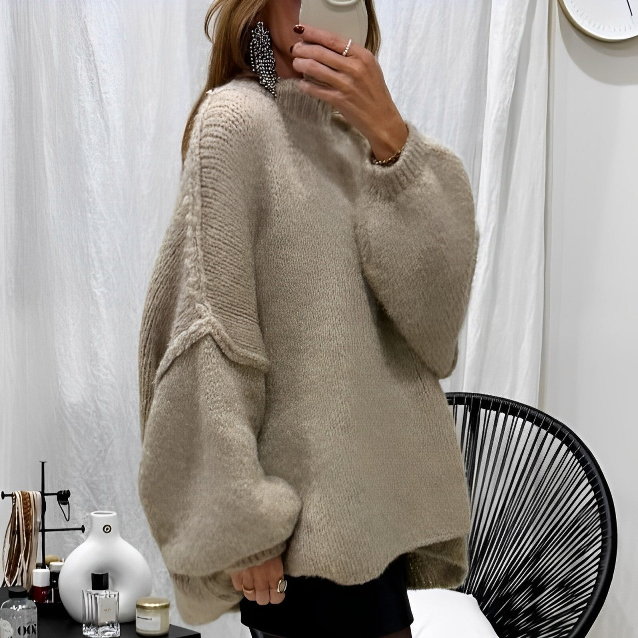 Women - Oversized Knitted Jumper - Warm and Cozy Style - Perfect for Chilly Days