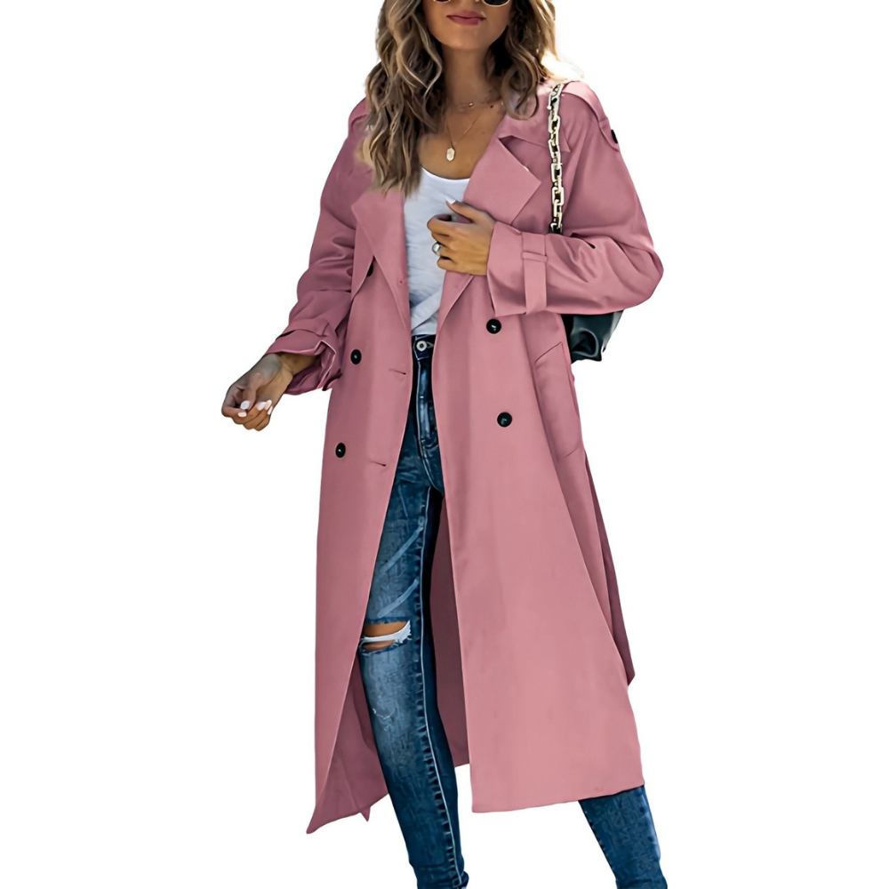 Women's Elegant Trench Coat - Stylish Design with Pockets - Versatile Outerwear for Any Occasion