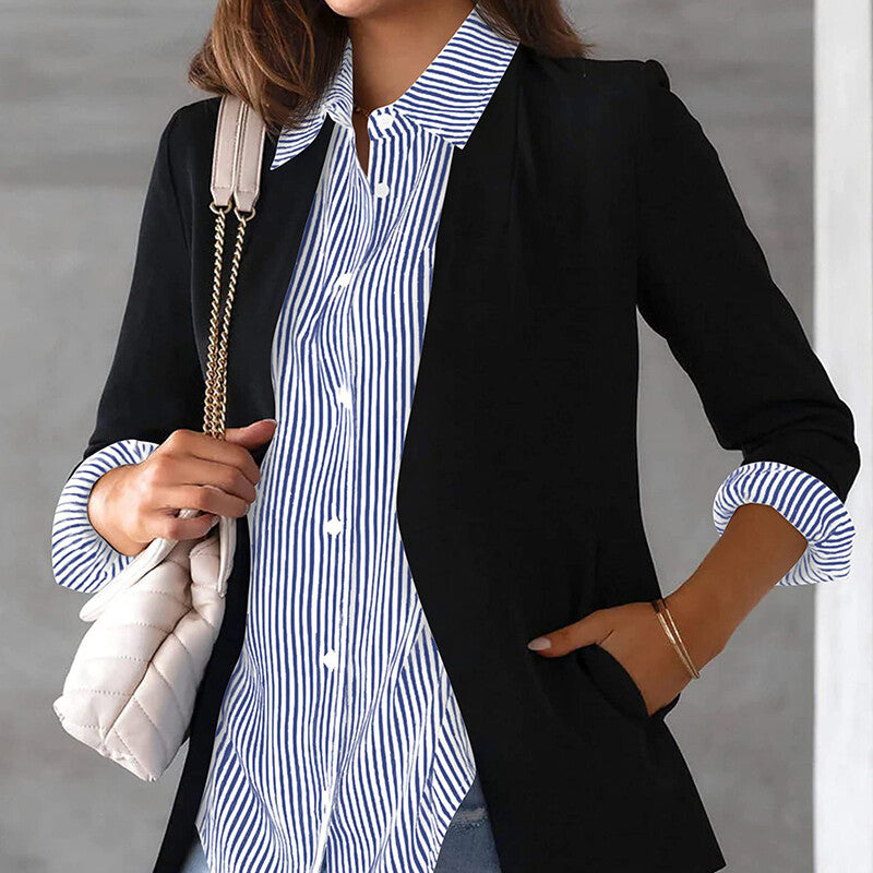 Women - Office Top - Comfortable Striped Fabric - Elegant Work Apparel