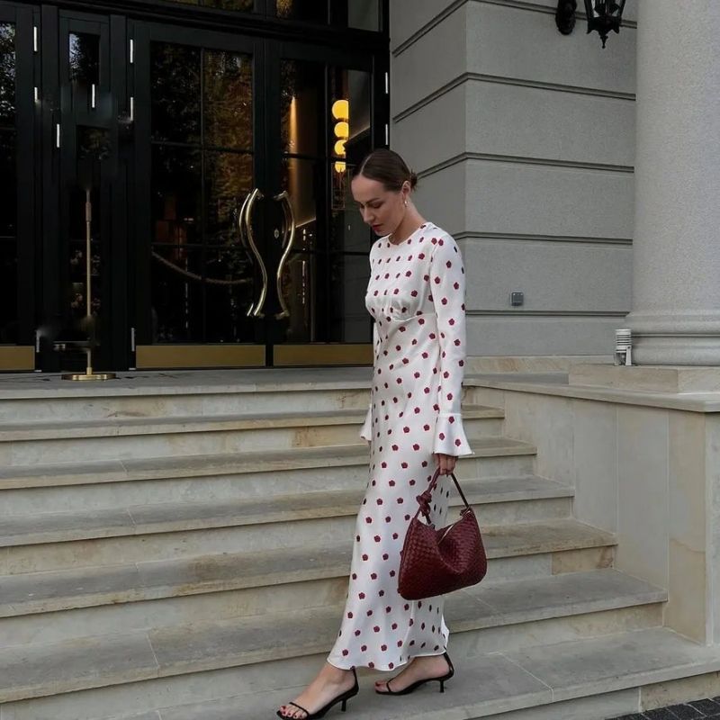 Dotted wrap dress with belt