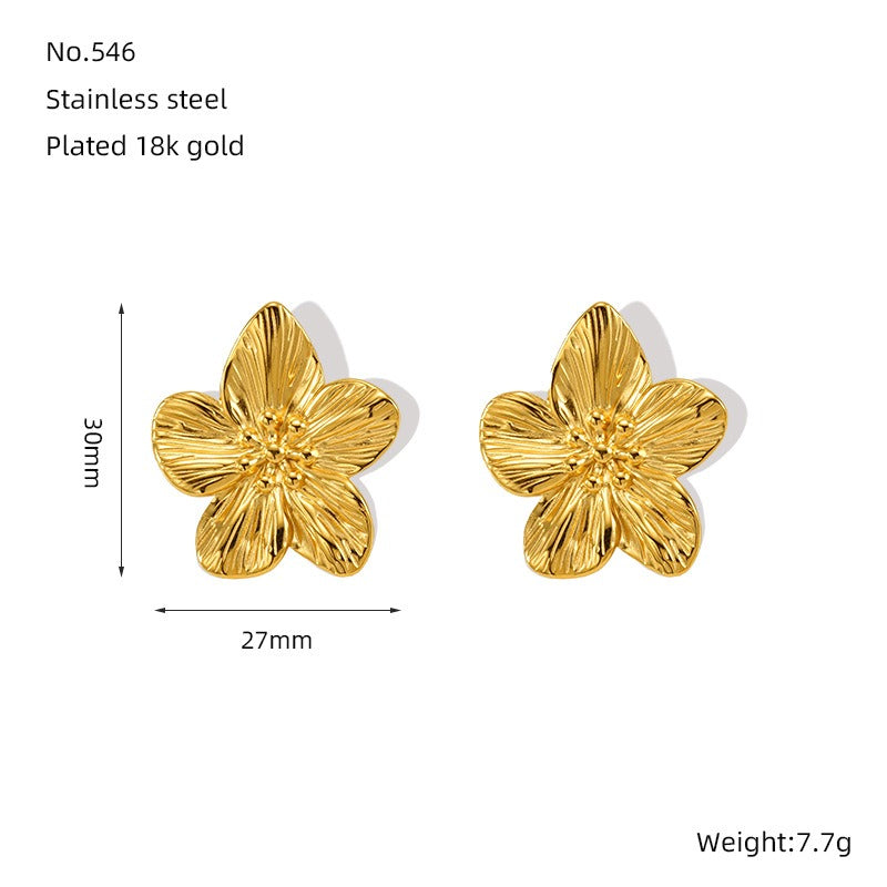 Women's - Timeless Golden Flower Stud Earrings - Elegant Design - Perfect Accessory for Any Occasion