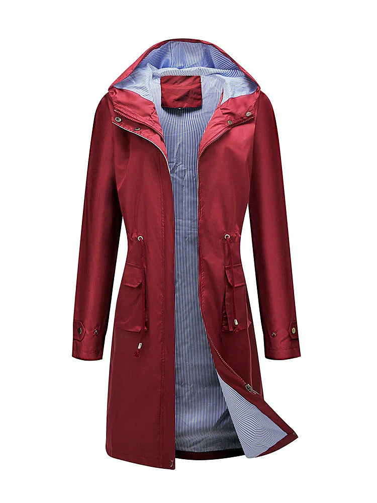 Women - Waterproof Hooded Coat - Stylish & Functional Design - Rainy Day Essential