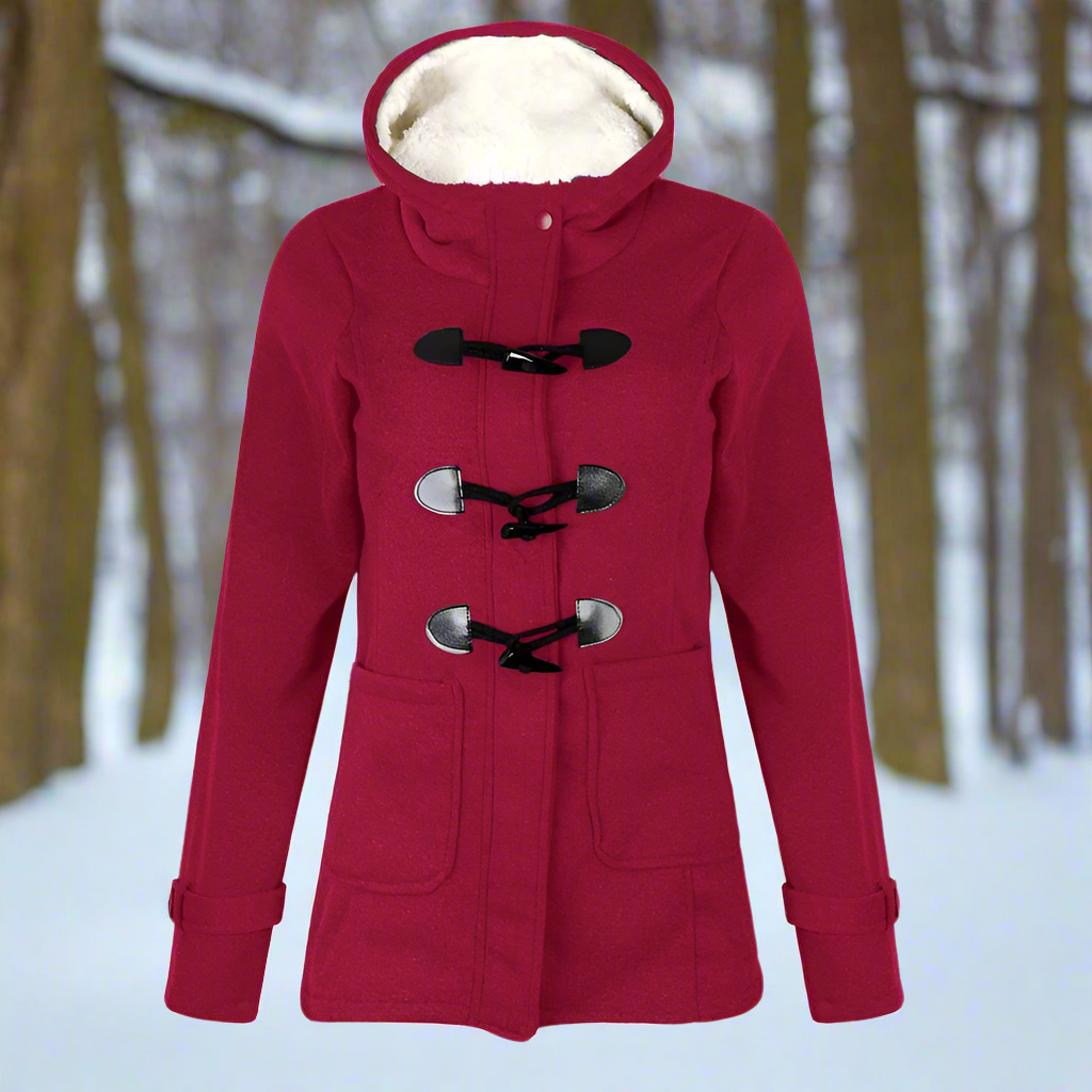 Women - Long Winter Trench Coat - Hooded & Warm - Stylish Outerwear for Cold Weather