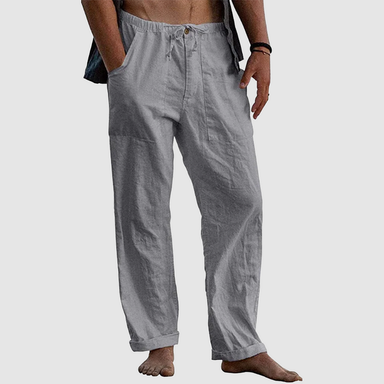 Linen beach trousers for men, loose fit