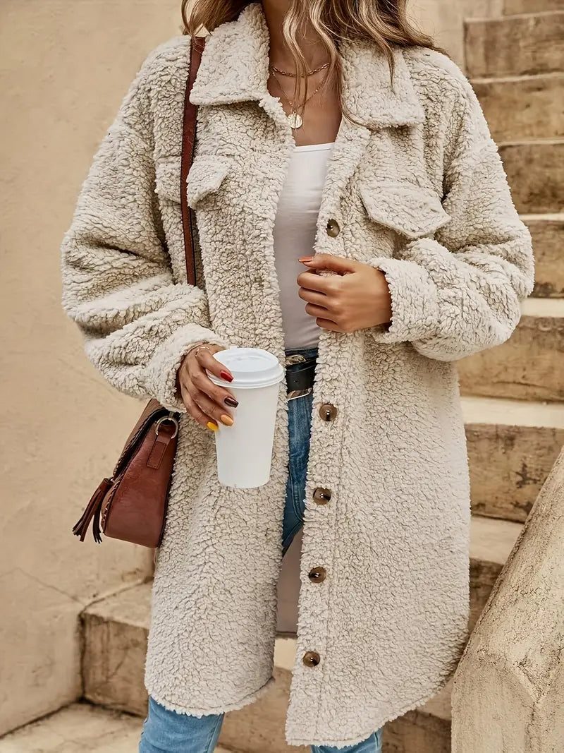 Knitted casual long plush jacket