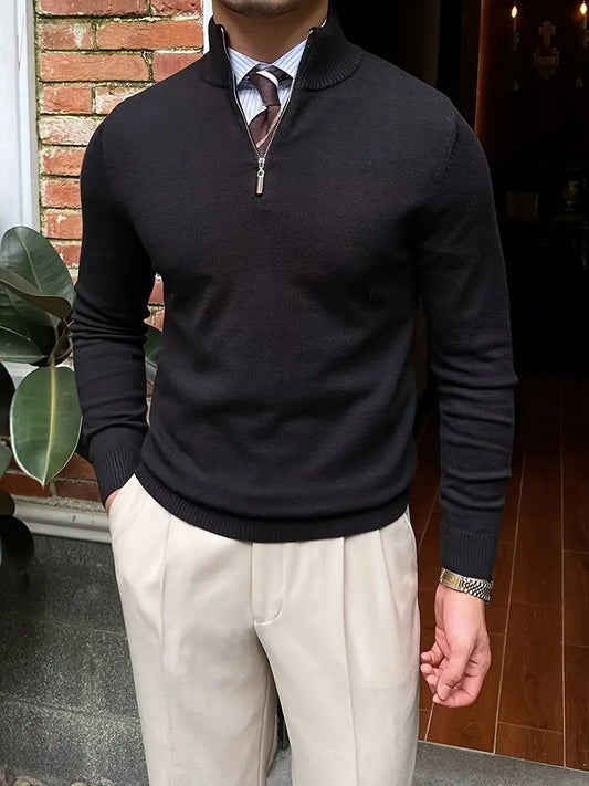 Men - Half Zip Jumper - Cozy Knit Fabric - Stylish & Versatile for Every Occasion