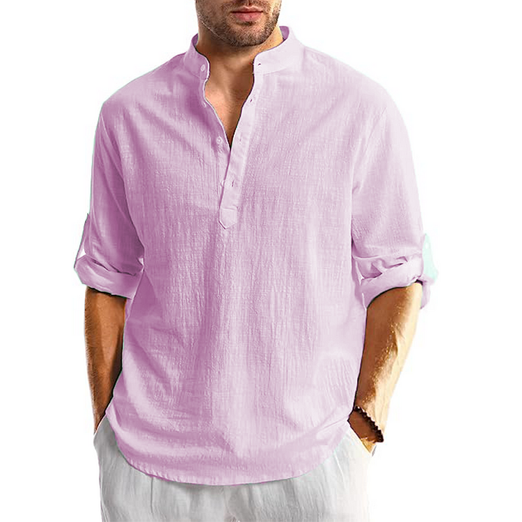 Long-sleeved linen casual shirt for men