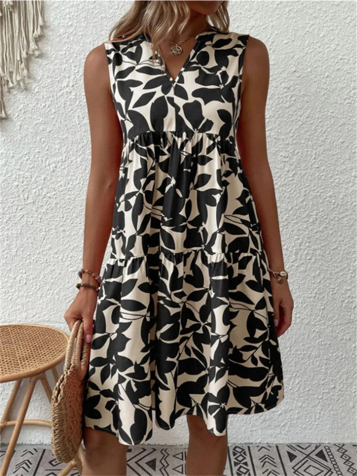 Stylish sleeveless boho dress with V-neckline