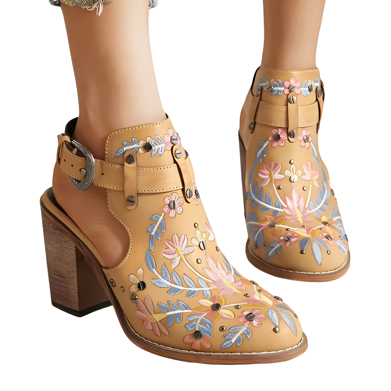 Sandals with high heel and buckle