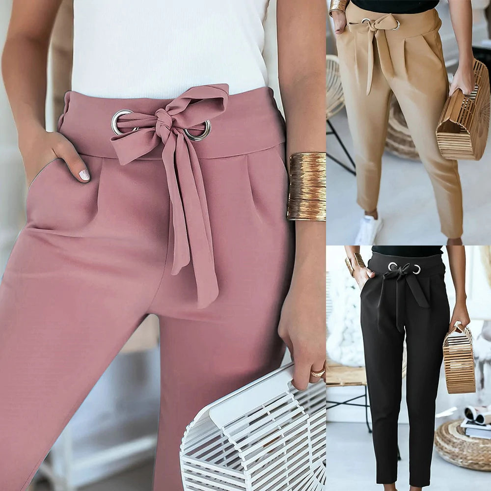 Casual trousers with high waist