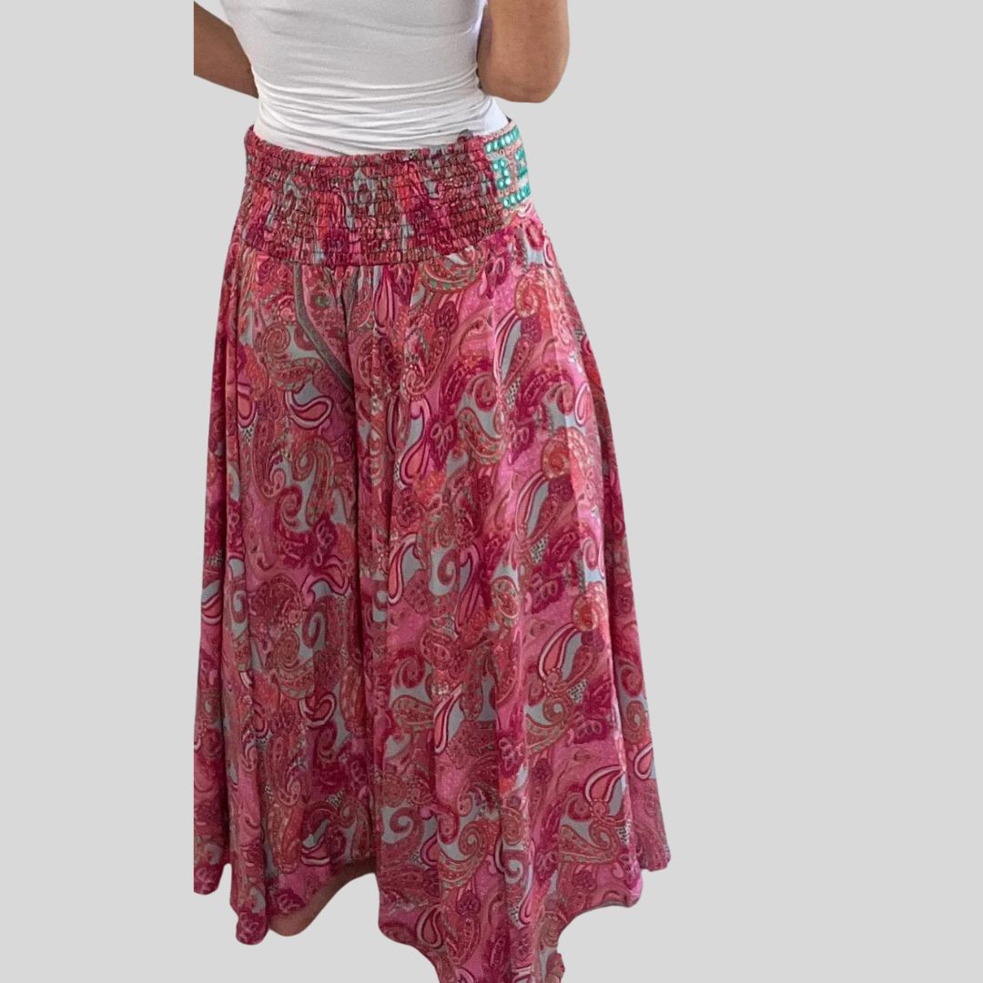 Boho chic paisley print palazzo pants