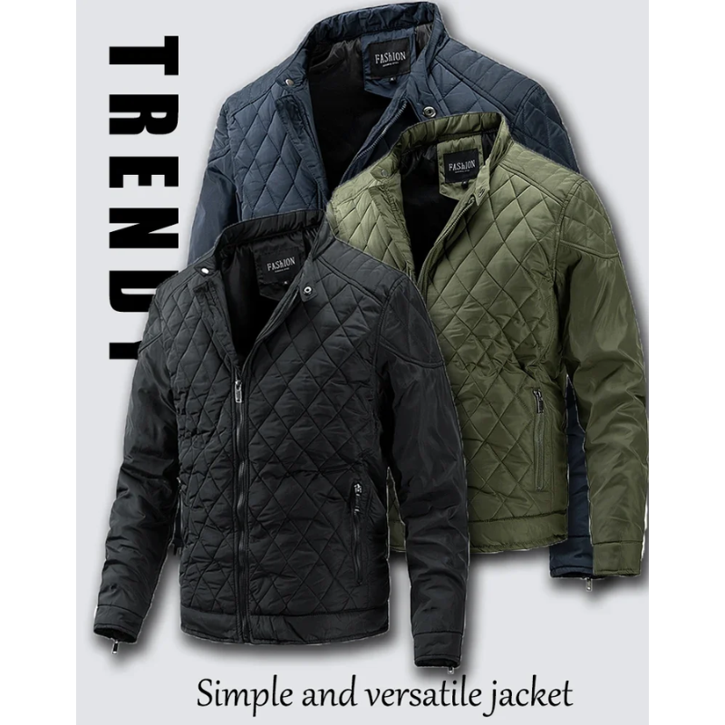 Men's quilted diamond pattern jacket