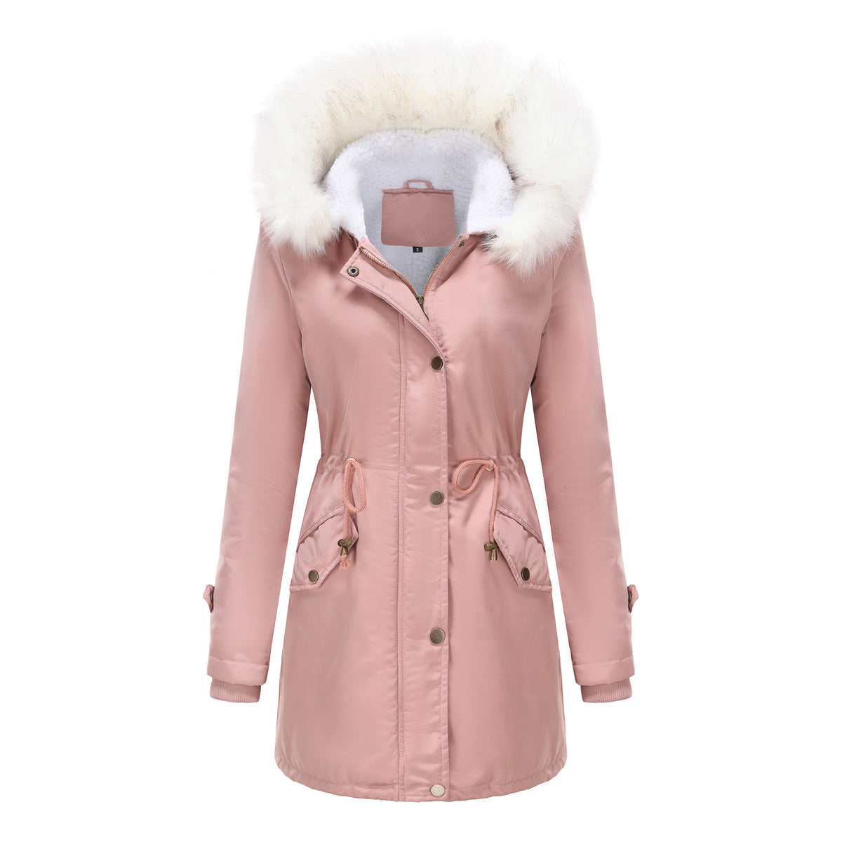 Women - Winter Parka Coat - Detachable Fur Collar - Stylish Warm Outerwear for Cold Weather