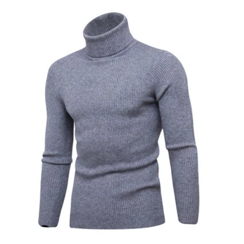 Fashionable turtleneck jumper with rib knit design