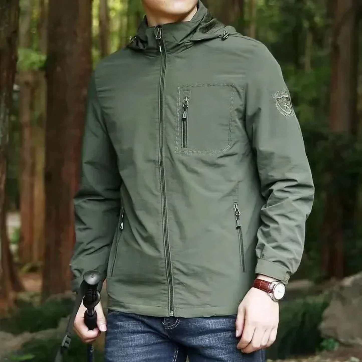 Men's mackintosh Lightweight waterproof with hood for trekking