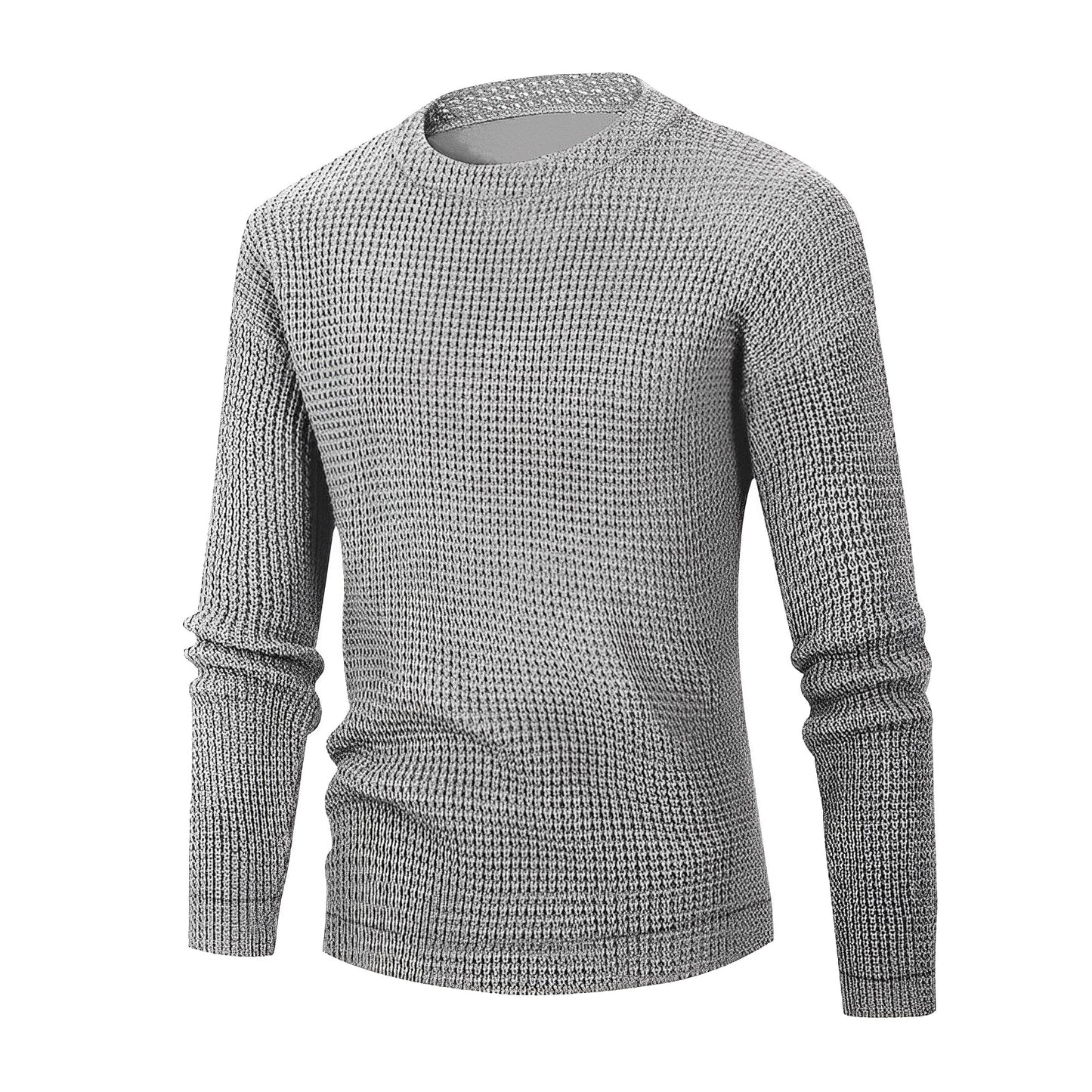 Men's Jumper - Waffle Knit - Round Neck Long Sleeve - Comfortable and Stylish Knitwear