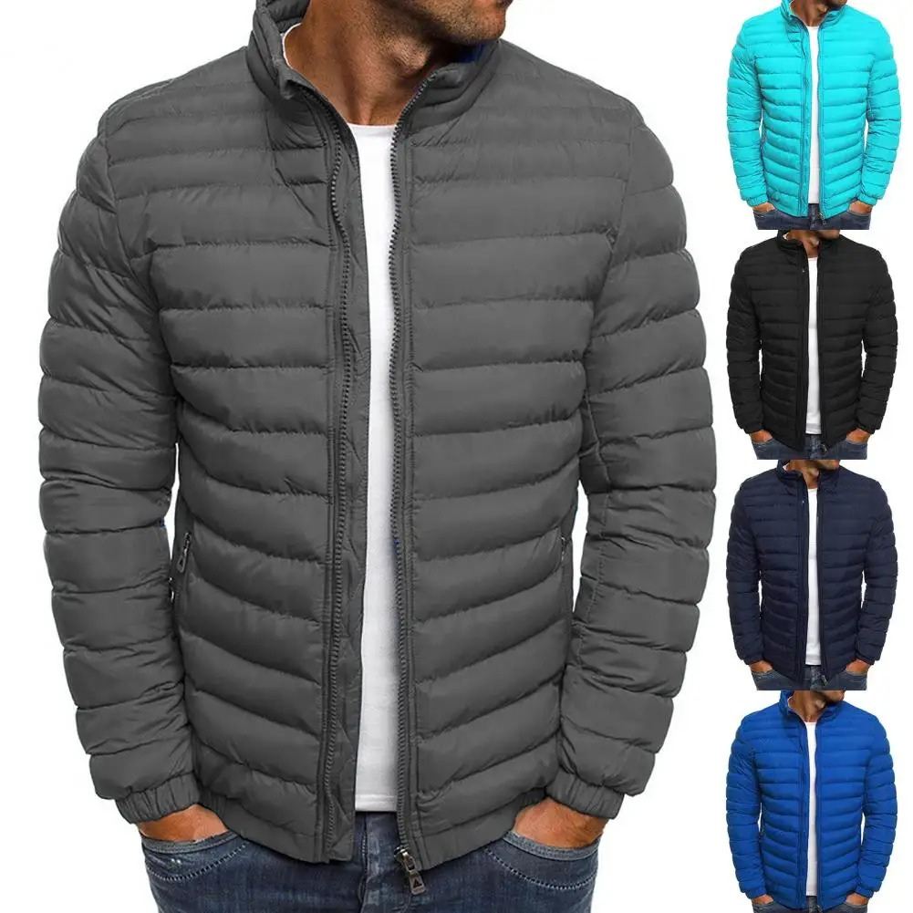 Men's jacket with stand-up collar and front zip