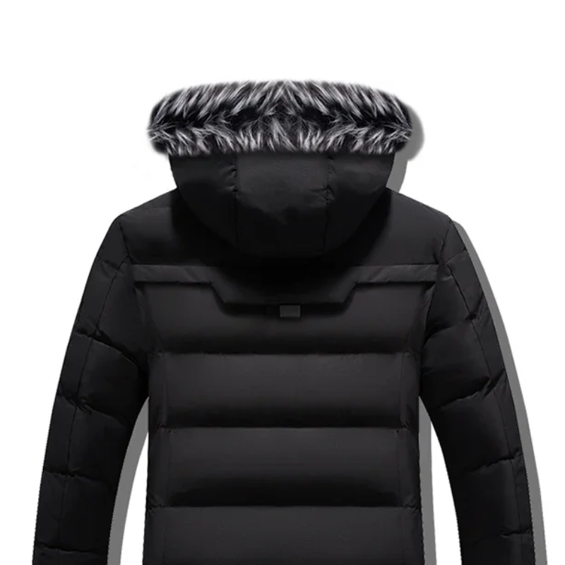 Men's Parka Winter Jacket With Detachable Hood And Zip Pockets