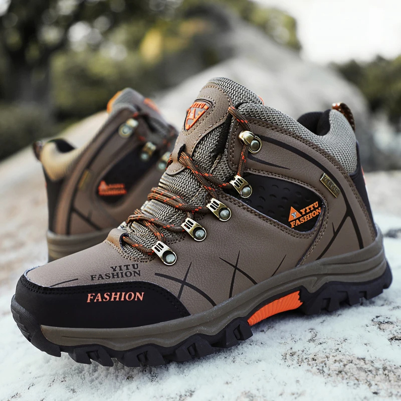 Hiking Shoes Men's Waterproof Warm Lined Outdoor Trekking Shoes