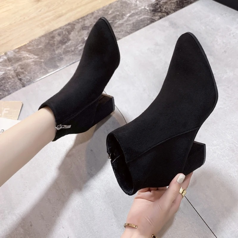 High Heel Ankle Boots with Side Zip