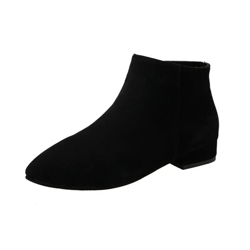 Women's Ankle Boots with Flat Heel and Minimalist Design