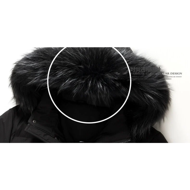 Men's parka winter jacket with fur hood and zips