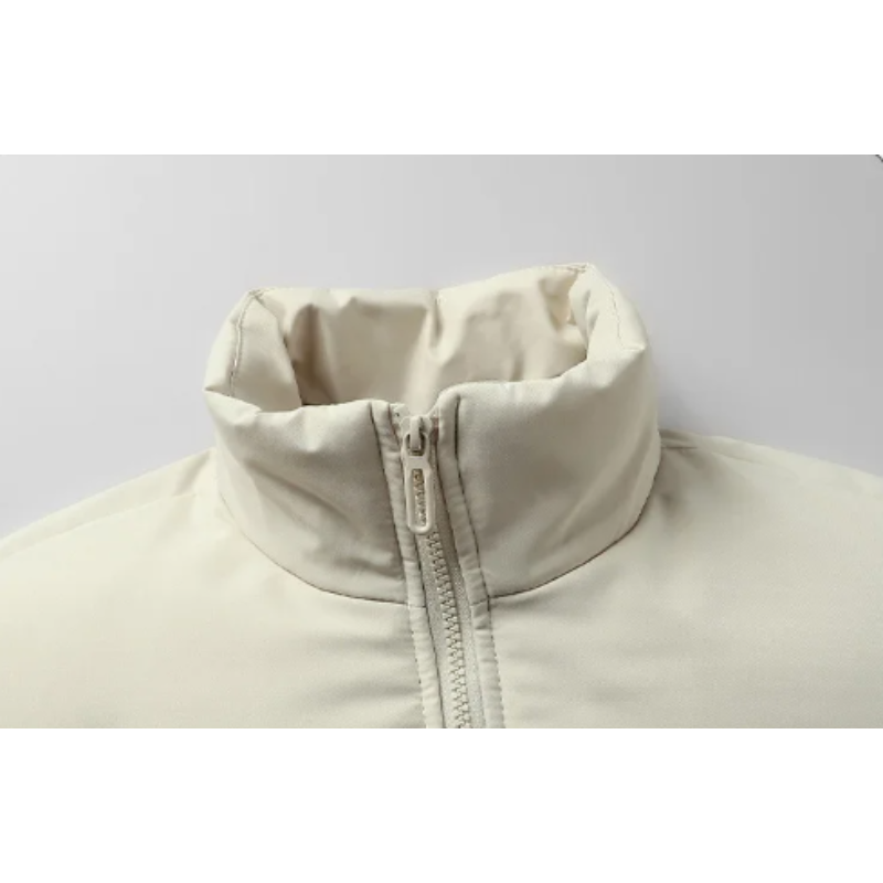 Men's puffer jacket with stand-up collar and zip