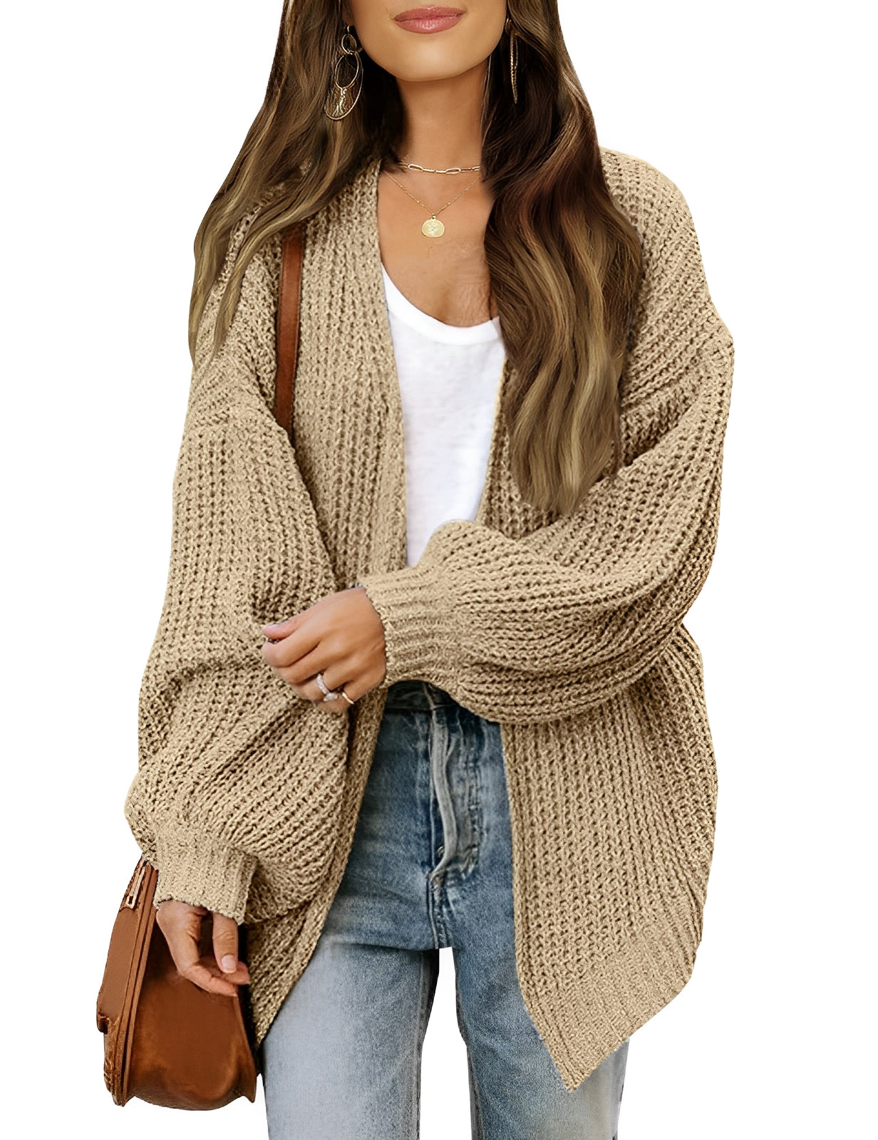 Women - Jumper - Cozy Knit with Lantern Sleeves - Stylish Casual Sweater for All Seasons