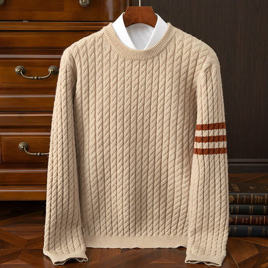 Men's Chunky Knit Jumper - Round Neck - Loose Fit