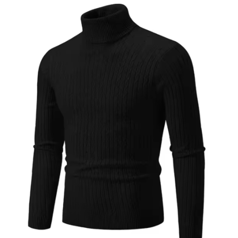 Stylish turtleneck jumper with cable knit pattern