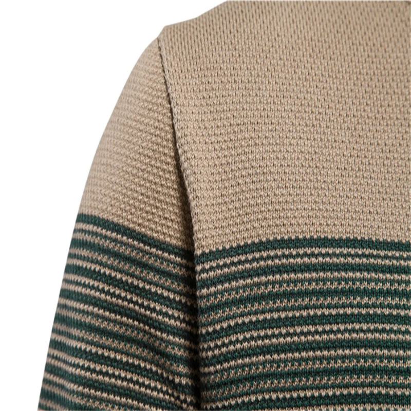 Multicoloured round neck men's jumper with modern stripe pattern